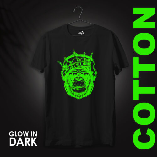 Scary Face Halloween T-Shirt Dark Green Glow Neon Shine-T-Shirt – Managatee