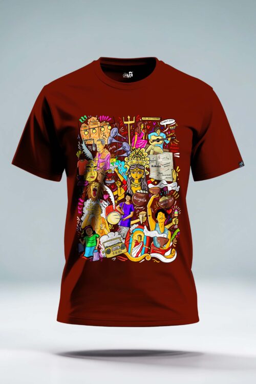 Kolkatar Durga Puja Tee  – Vibrant Bengali Festival Shirt - Image 3