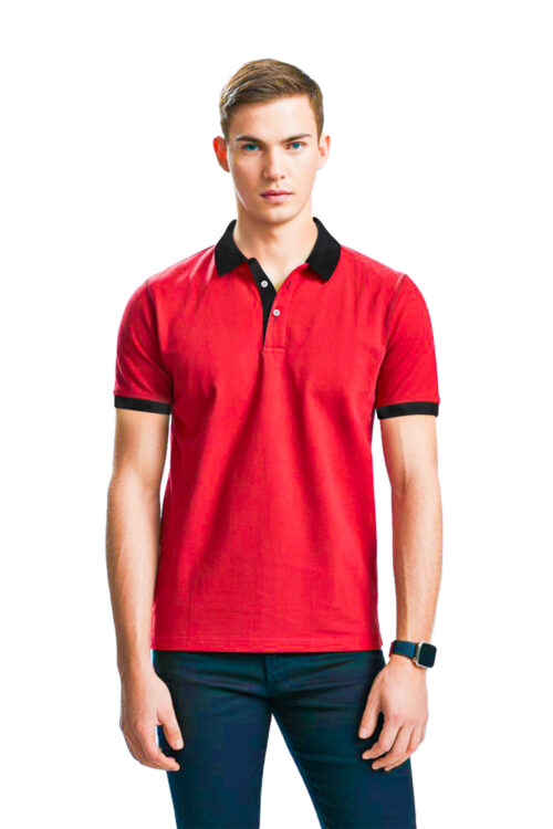 Jolchobi Polyester Dry Fit Collar T-Shirt | Polo T Shirt | Soft Breathable Dot net Fabric | Collar Tshirt for Men | Gym & Workout Tshirt Red