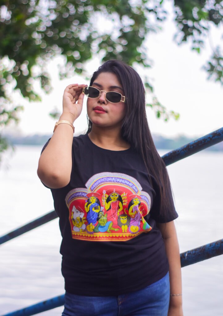Patachitra Painted Durga Puja Tshirt