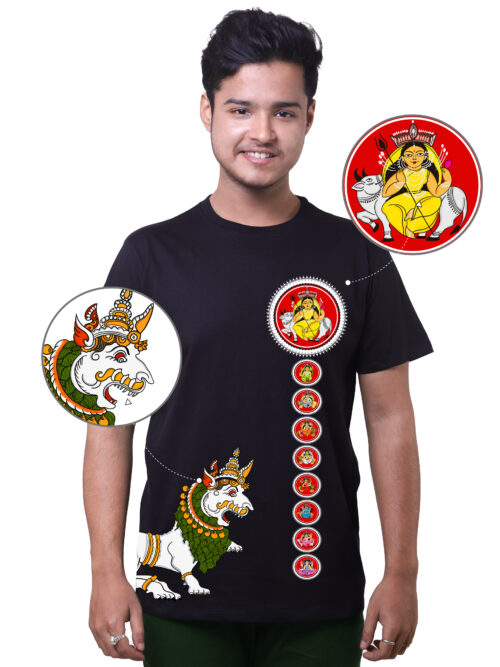 Navadurga Patachitra Painted Durga Puja Tshirt - Image 4