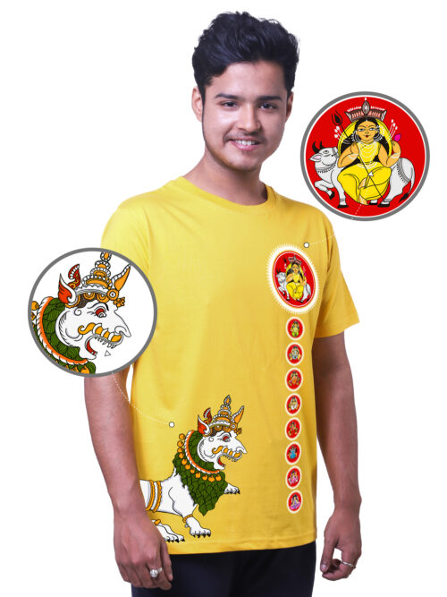 Navadurga Patachitra Painted Durga Puja Tshirt - Image 3