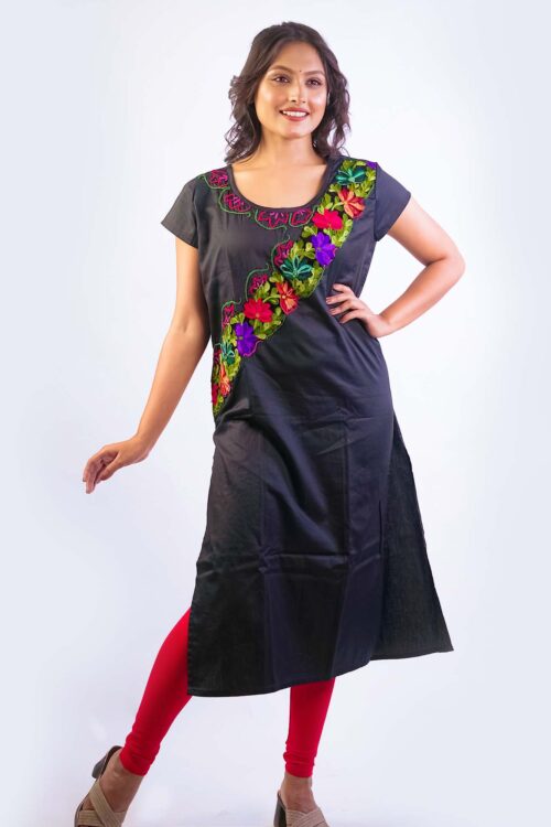 Hand embroidery Multi Colour Floral Designer kurti 1