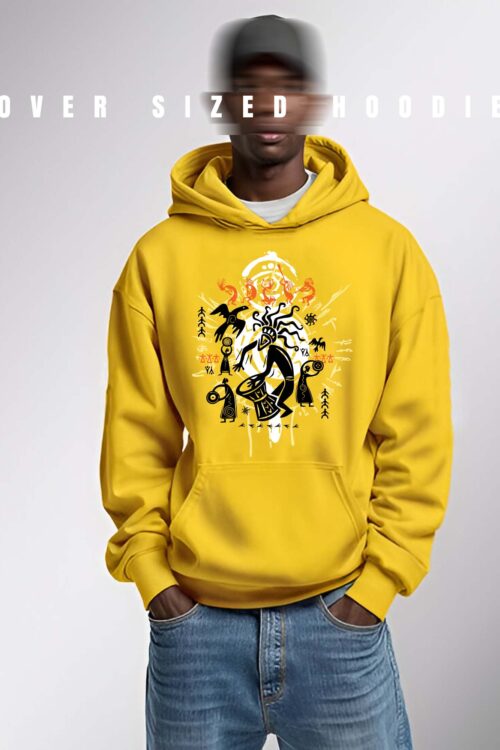 Abstract Graphic Oversized cotton fleece hoodie