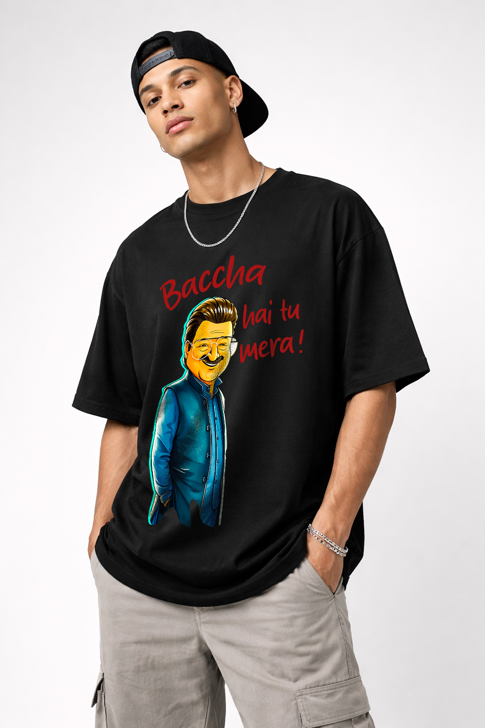 Bacha hai tu mera, jamil mamu Oversized Tshirt - Image 2