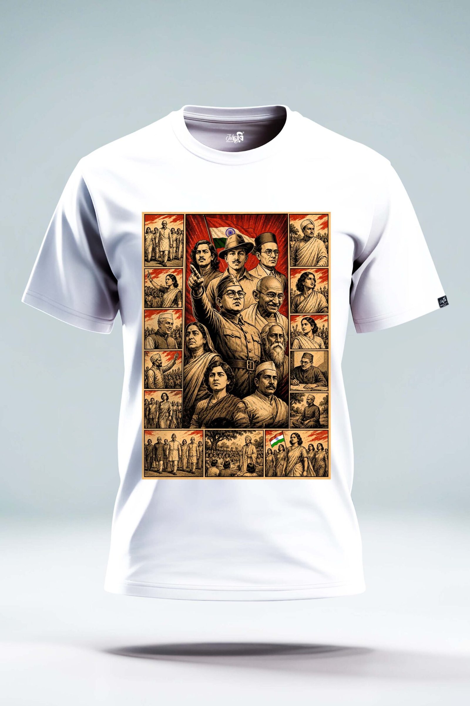 Indian Freedom Fighters Comic Doodle Graphic T-Shirt | Premium Cotton Tee - Image 2