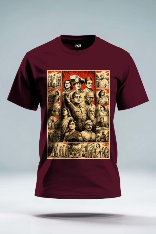 Indian Freedom Fighters Comic Doodle Graphic T-Shirt | Premium Cotton Tee