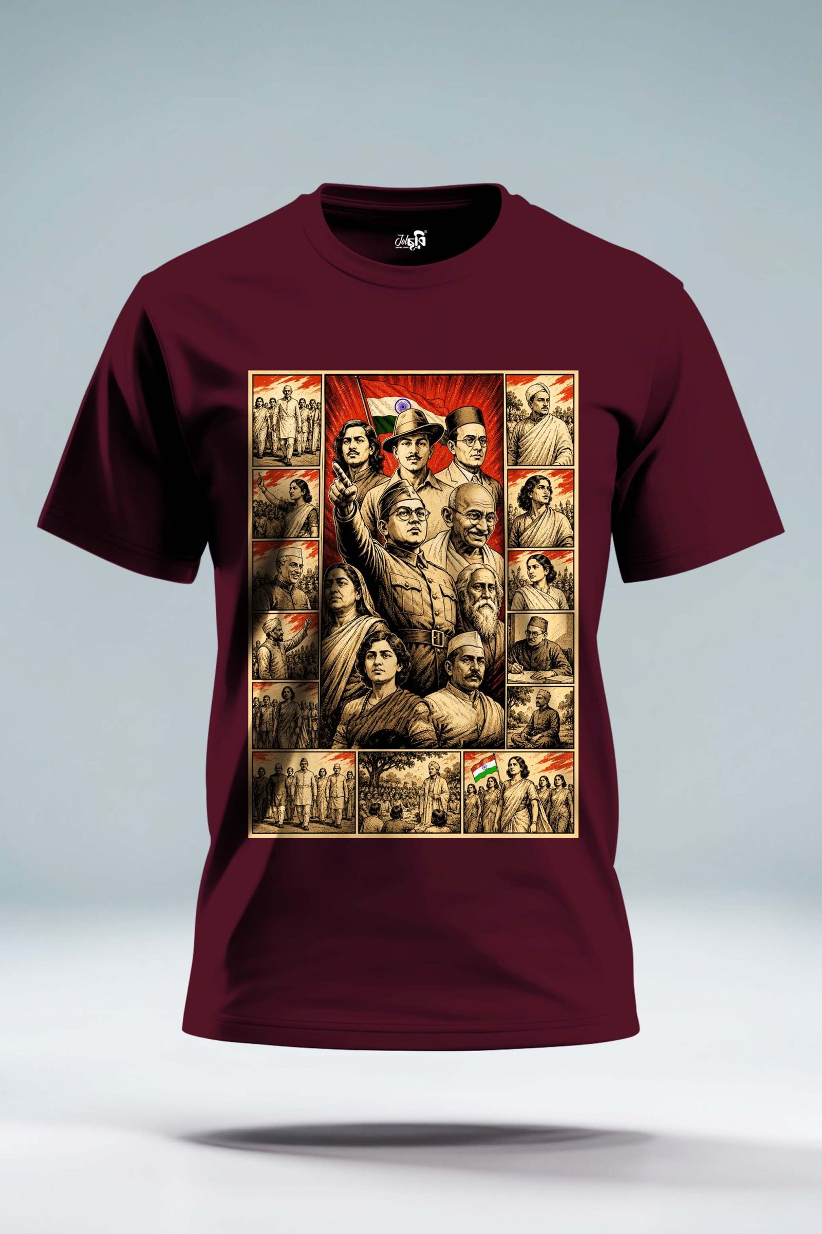 Indian Freedom Fighters Comic Doodle Graphic T-Shirt | Premium Cotton Tee