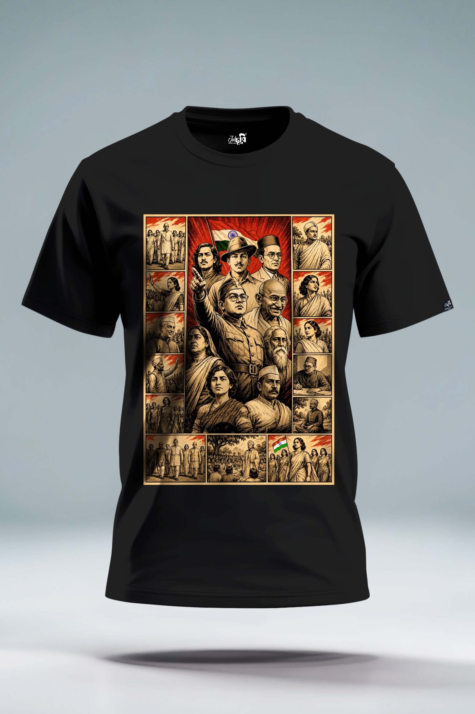 Indian Freedom Fighters Comic Doodle Graphic T-Shirt | Premium Cotton Tee - Image 3