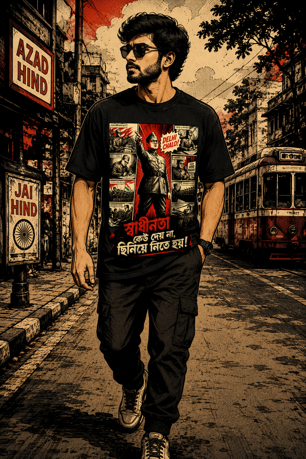 Swadhinata keu deyna chiniye nite hay graphic t-shirt - Image 2