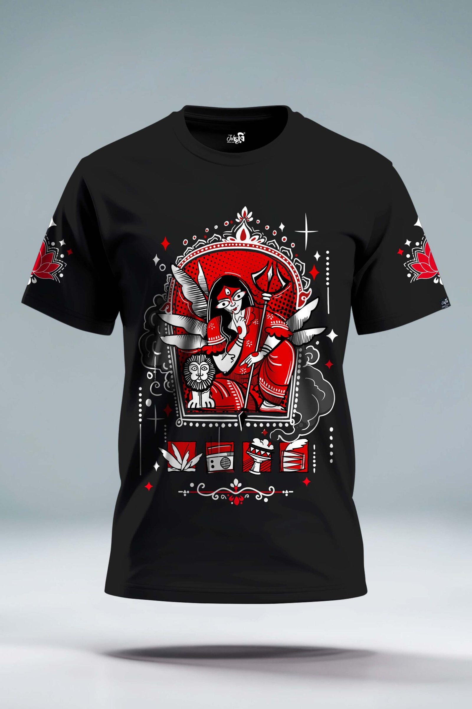 Muktokeshi Durga Lokchitra Painted Durga Puja T-shirt - Image 4