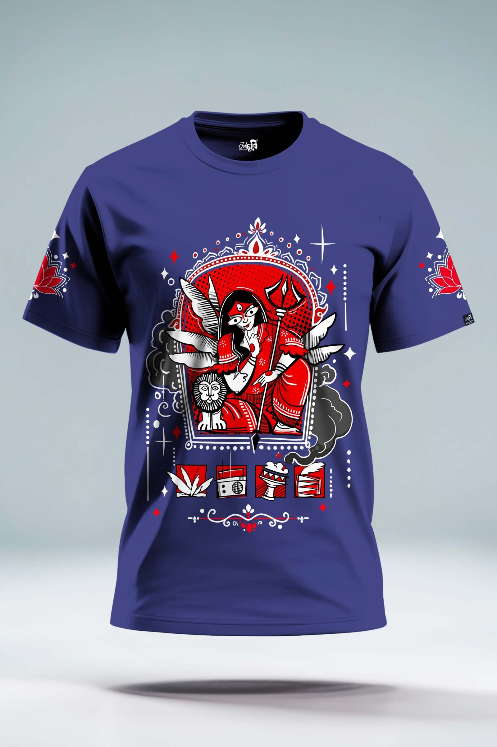 Muktokeshi Durga Lokchitra Painted Durga Puja T-shirt - Image 5