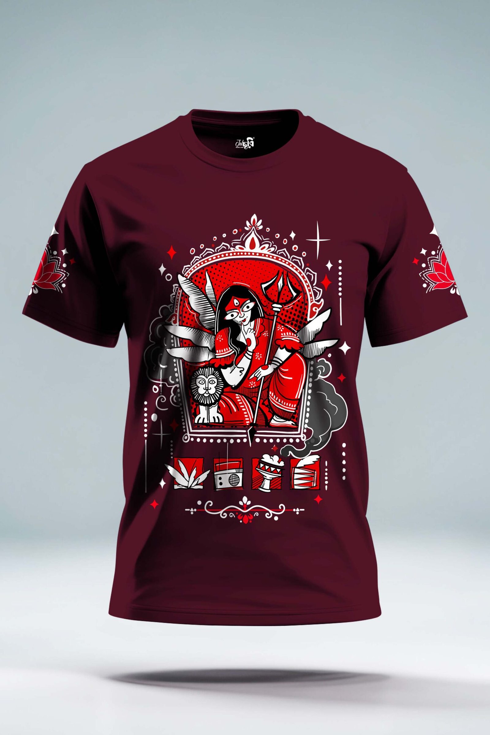 Muktokeshi Durga Lokchitra Painted Durga Puja T-shirt - Image 2