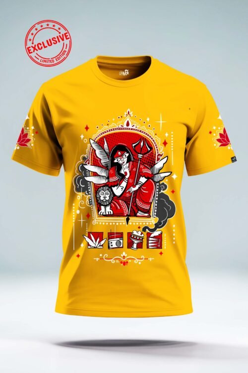 Muktokeshi Durga Lokchitra Painted Durga Puja T-shirt