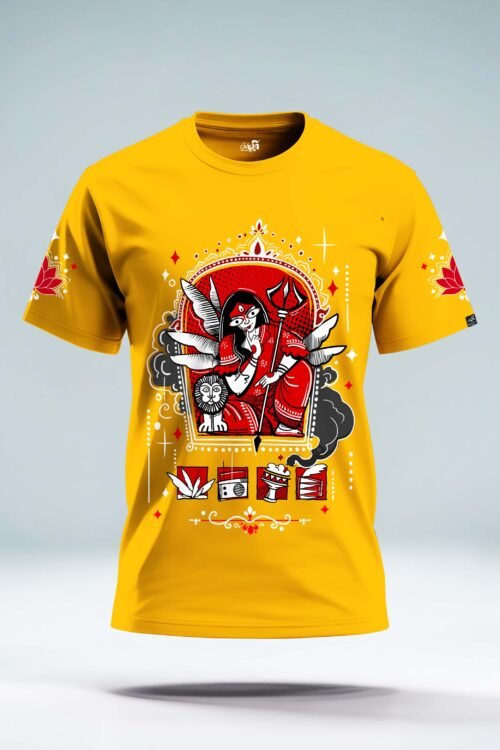 Muktokeshi Durga Lokchitra Painted Durga Puja T-shirt